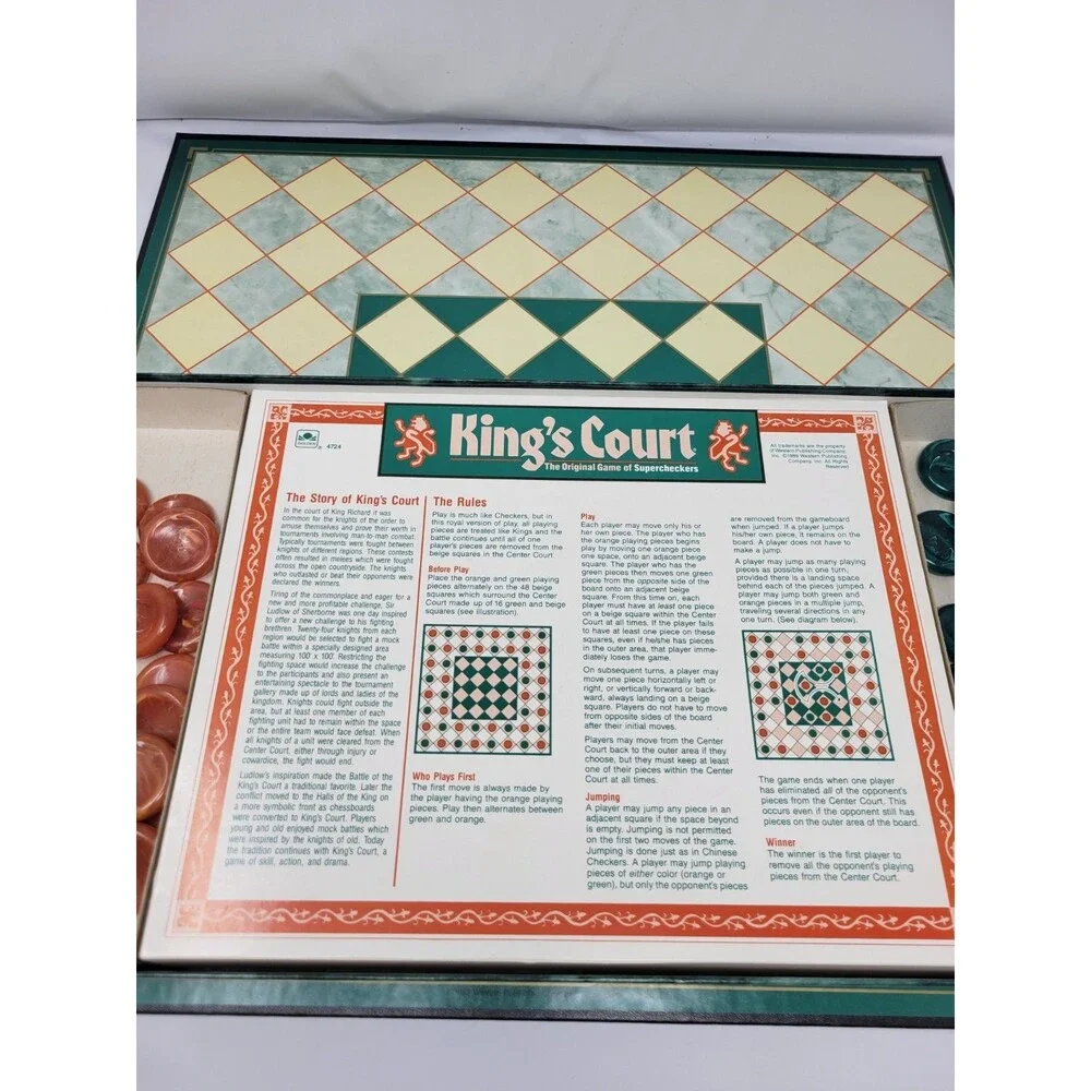King's Court The Original Game of Super Checkers Golden Board Game 1989 Complete